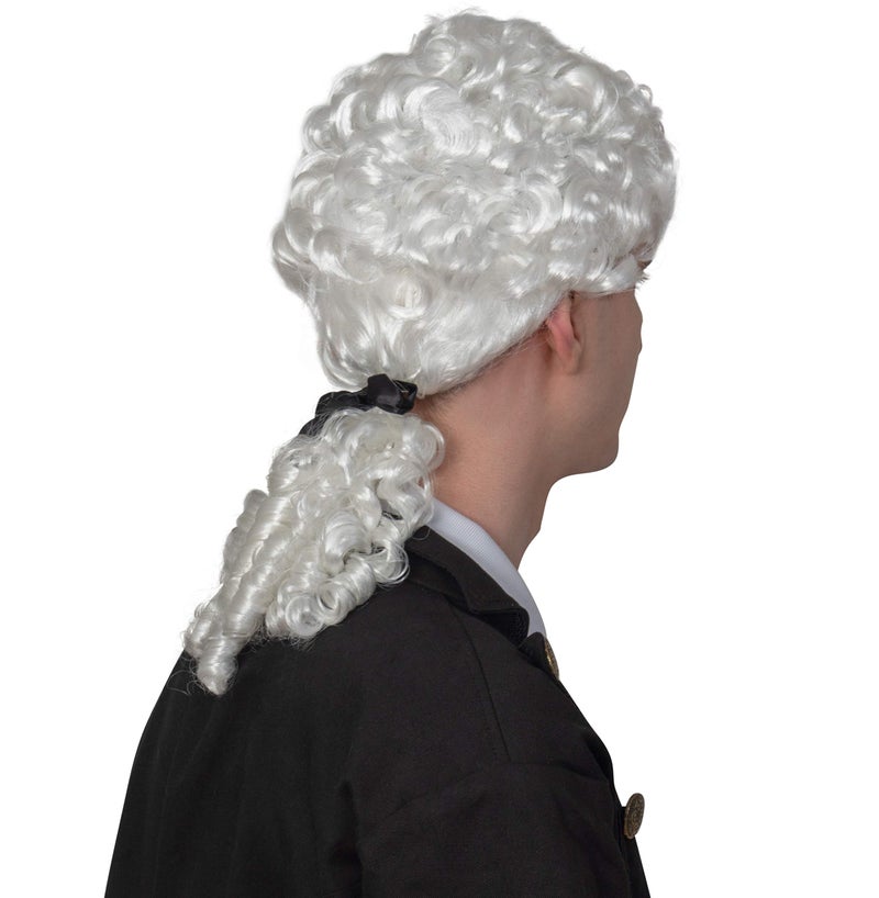Skeleteen George Washington White Rubber Wig - Historical Colonial Powdered Wig with Ponytail Costume Accessory for Adults and Children - Image 2